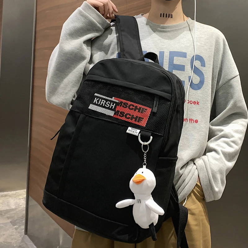 

New Brand College Backpack High Quality Boy Black School Bag Teenage Girl Ring Buckle Portable Travel Bag Women Backpack Mochila