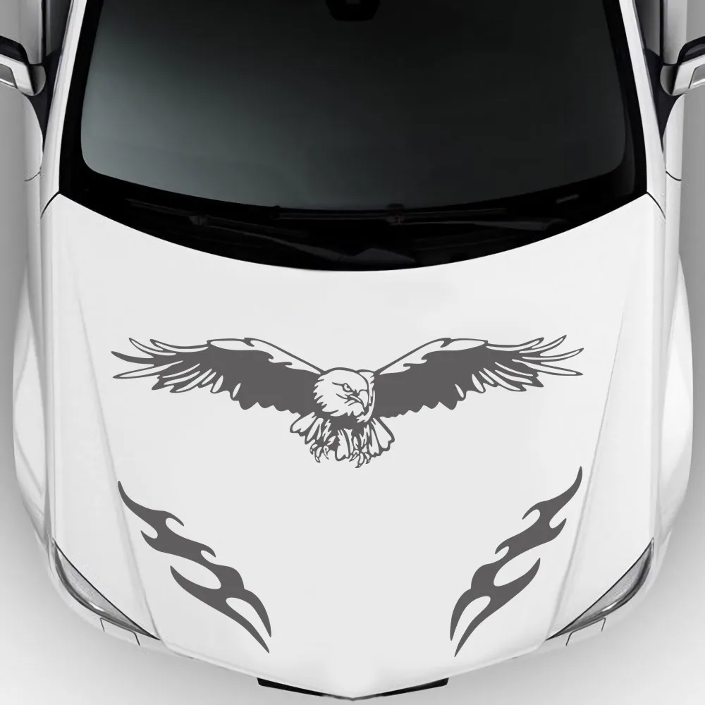 

3pcs The Eagle Fire Totems Car Sticker DIY Modelling Hood Vinyl Decals Accessories Sports Wings Car Racing Stripes Cover Sticker