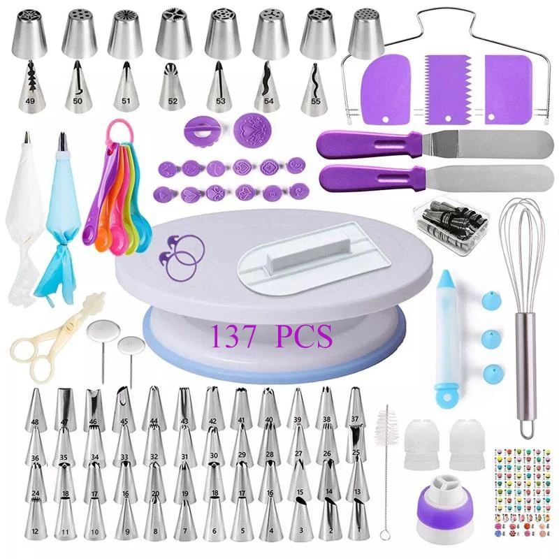 

Cake Decorating Tools Cakes Turntable Kit Plastic Rotary Baking Stand Piping Nozzle Piping Bag Set Cake Accessories Cakes Tools