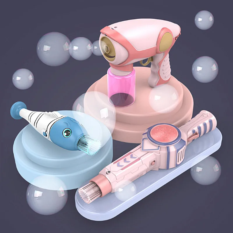 

Children's Bubble Machine Spray Bubble Smoke Bubble Electric Magic Wand Anti-leakage Blow Bubble Toys with Gloves Kids Gift