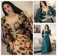 middle eastern ethnic style printed embroidery lace mesh dress dubai muslim women