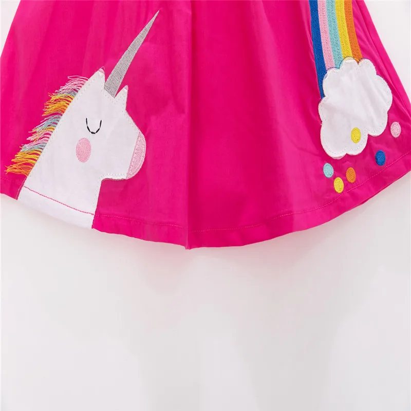 

Jumping Meters Summer Girls Skirts With Rainbow Unicorn Applique Fashion Children's Fuchsia Clothes Mini Skirts For Kids Wear