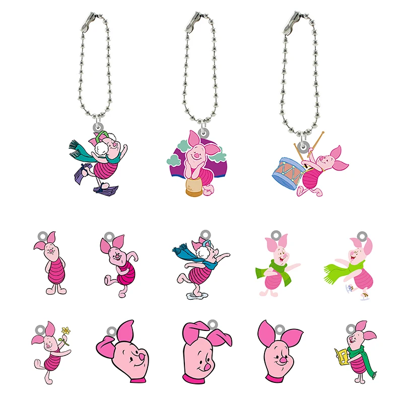 

Disney Pink Cute Piglet Personality Pattern Design Cartoon Backpack School Bag Resin Keychain Epoxy Jewelry Keychain