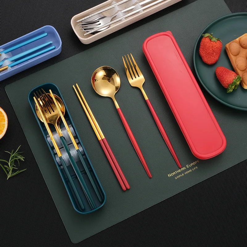 

2PCs/3PCs Kitchen Stainless Steel Tableware Sets Glossy Silver Color Reusable Cutlery Kitchen Knife Spoon Flatware Tableware Set