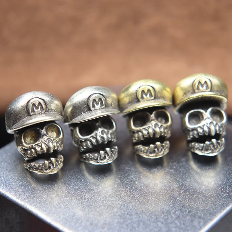 

Skull Head With Hat Brass Knife Beads DIY Paracord Woven Lanyard Pendants Jewelry EDC Outdoor Tool Charms Bracelets Accessories