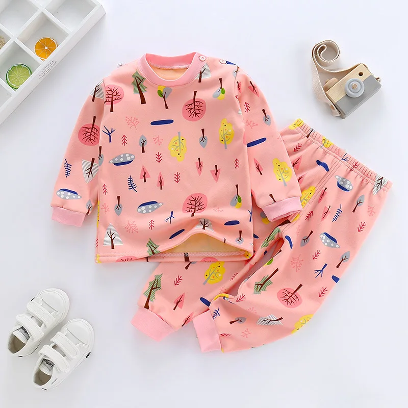 Детская Пижама одежда для мальчиков и девочек утепленный термокомплект