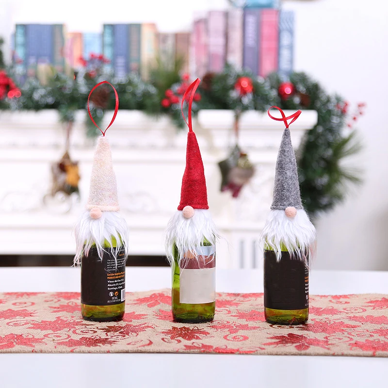 Mini Christmas Hat Design Wine Bottle Lid Santa Claus Elk Dust Cover Merry Xmas Dinner Decor DIY Home Party Supplies | Дом и сад