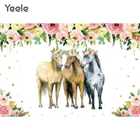 yeele mustang party photocall horse flowers wreath photography backdrop photographic decoration backgrounds for photo studio