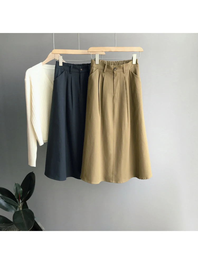 

Sherhure 2020 Summer Stretch High Waist Skirts Vintage Women Cotton A-Line Long Skirt Faldas Jupe Femme Saia