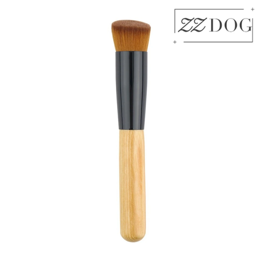 

ZZDOG 1Pcs Cosmetic Tool Liquid Foundation Concealer Makeup Brush Oblique Head Seamless Beauty Brush Wooden Handle Natural Hair
