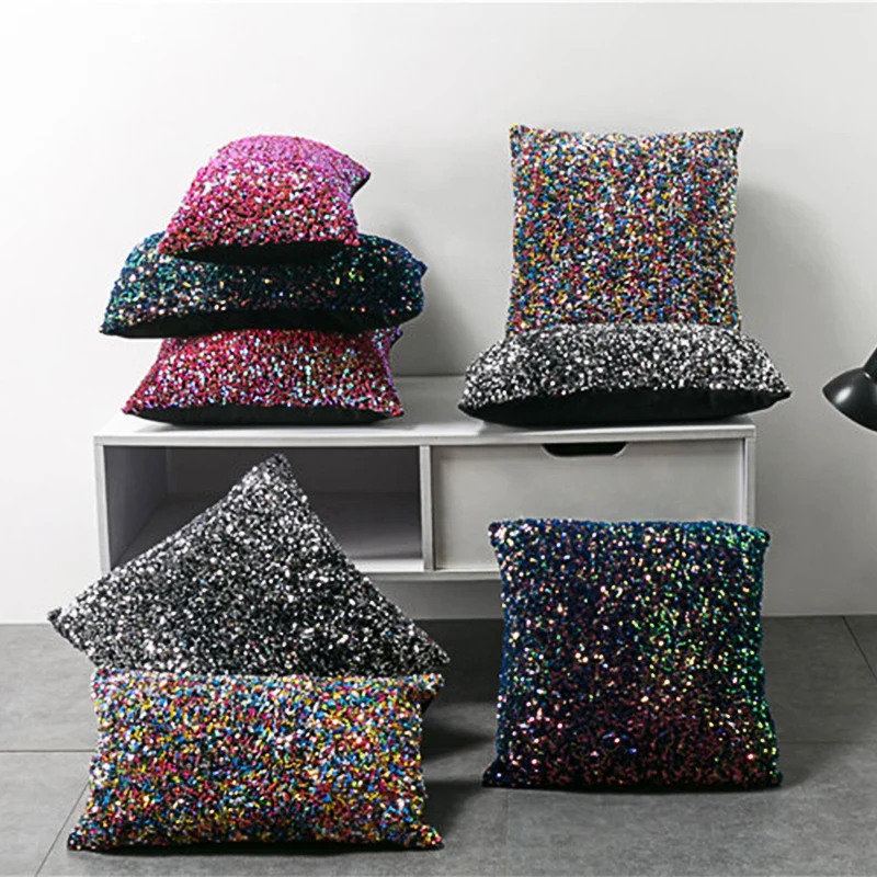 Наволочка с блестками и вышивкой ручной работы наволочка для дивана 45x4 5 см/30х50 см