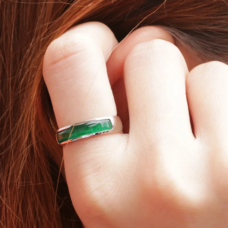 Винтажное Опаловое зеленое мужское и женское кольцо из титановой стали