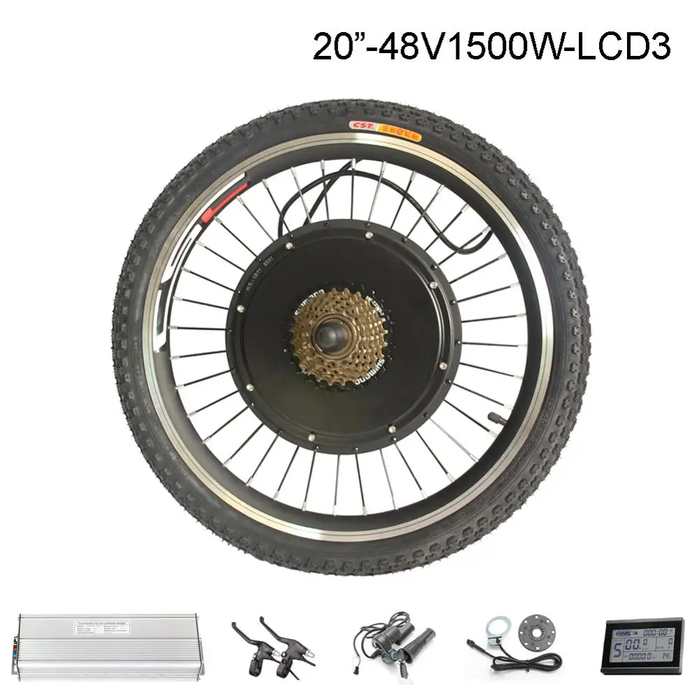 20inch 1500W Фара для электровелосипеда в 20-29 дюймовым 700C преобразователя для электрического велосипеда с сертификатом ce комплект 48V 1500W тормозной функцию регенерации задний ступичный мотор для центрального движения колеса - Цвет: 20inch 1500W