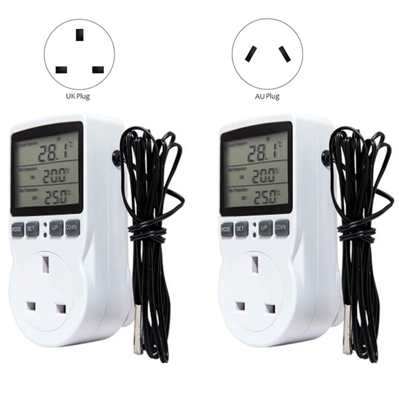 

Digital Temperature Controller Thermostat Outlet Socket Plug Heating Cooling Timer for Homebrew Greenhouse