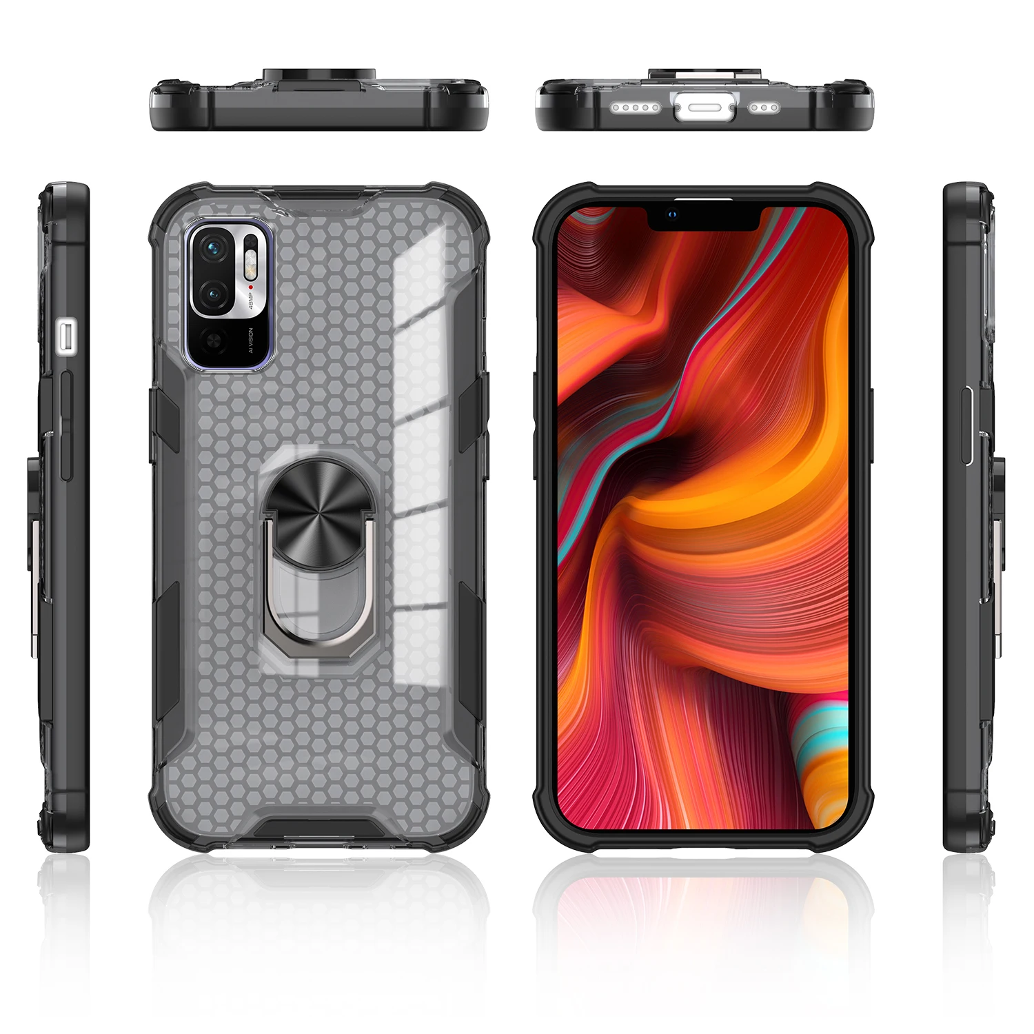

For redmi note7 8 note8 8a note8 pro Luxury translucentCase Shockproof Armor Tough Transparent Magnetic Ring Stand Hard Cover