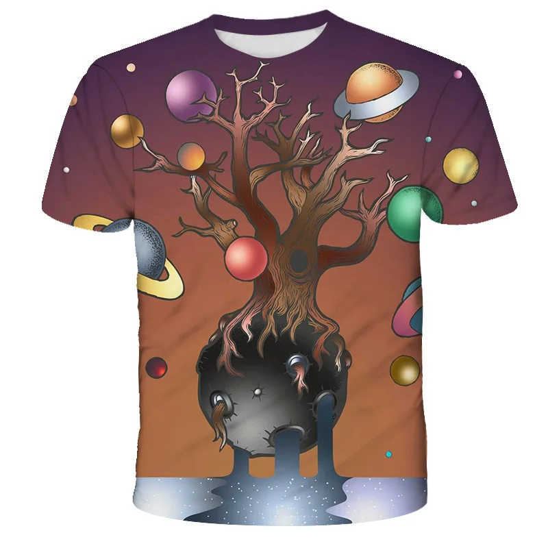 

Funny 3D Starry Sky Baby Boy Clothes T-shirt Kids Solar System Printed Short Sleeve Summer Tops Trendy Streetwear Costume Tees