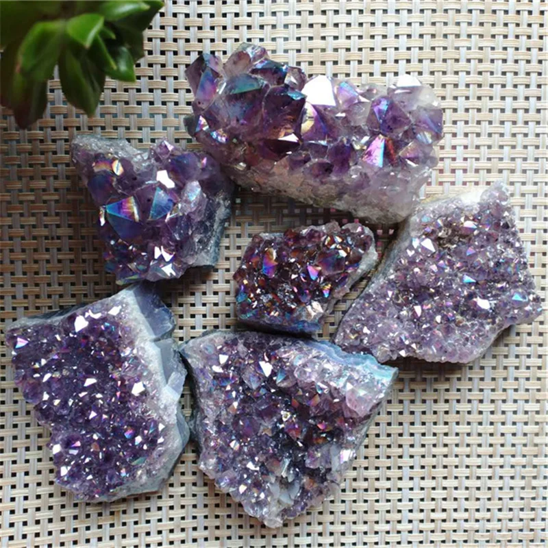 

Natural quartz aura amethyst crystal cluster healing stone for feng shui