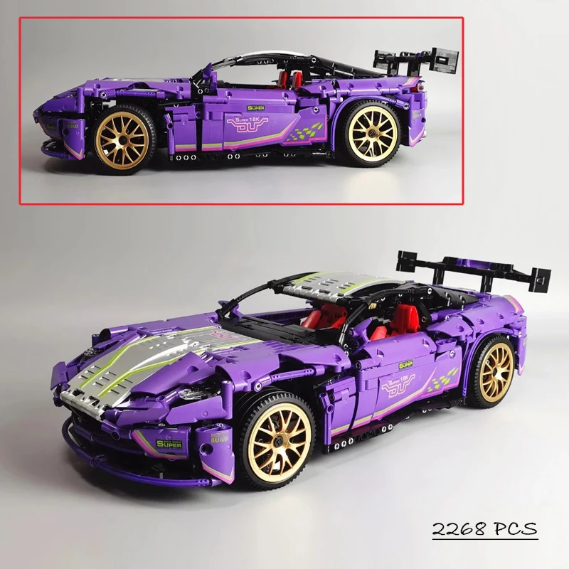 

City High-tech Purple Supercar Vehicle Technical Building Blocks Model Racing Car Bricks 2268pcs Toy Gift Set for Boyfriend