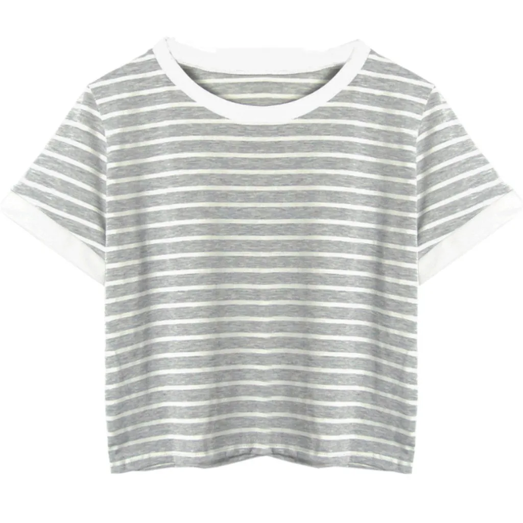 Модная женская футболка 2020 Хлопковые женские футболки в красную и белую полоску