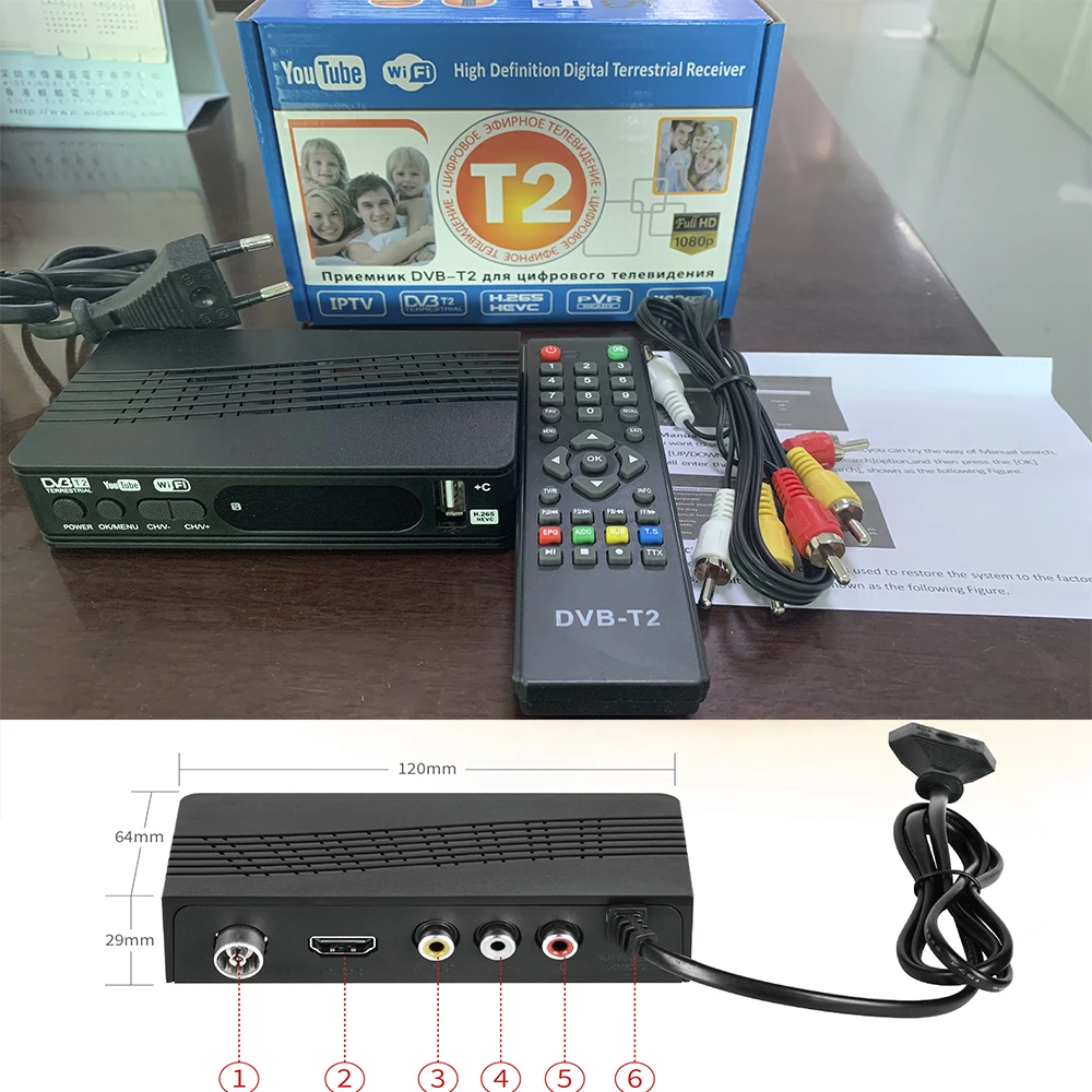 

DVB-T2 Tuner Receiver HD 1080PSatellite Decoder TV Tuner DVB T2 DVB C Support USB wifi dongle,Megogo Youtube,IPTV all availab