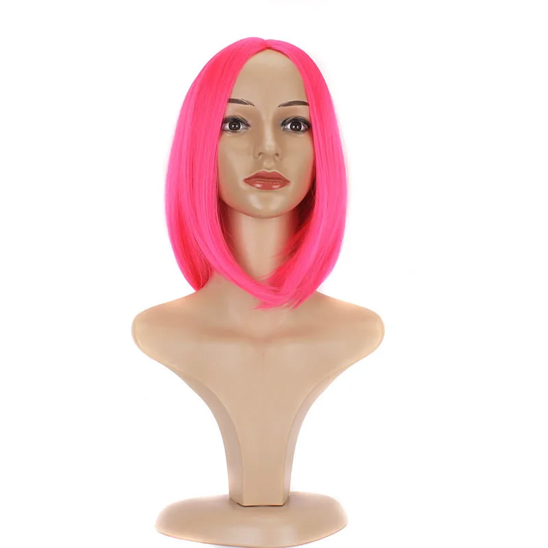 Шелковые короткие волосы BOBO с розовой пряжкой Европейское и американское лицо