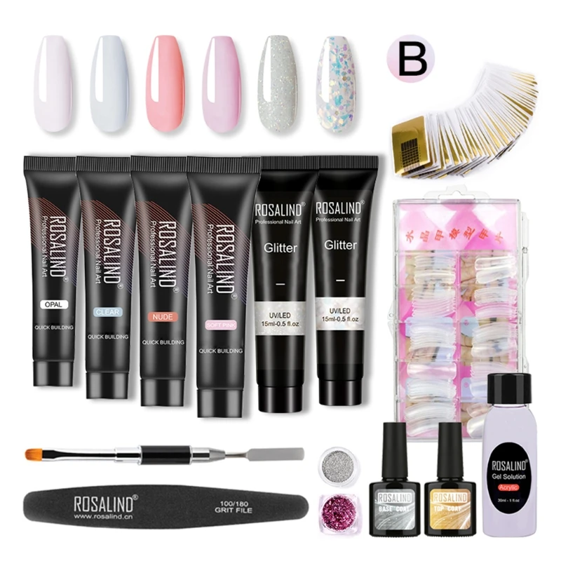 

15pcs/set Nail Gel Set Quick Building Kit Nail Polish Base and Top Coat Acrylic Gel Solution Manicure File Tools