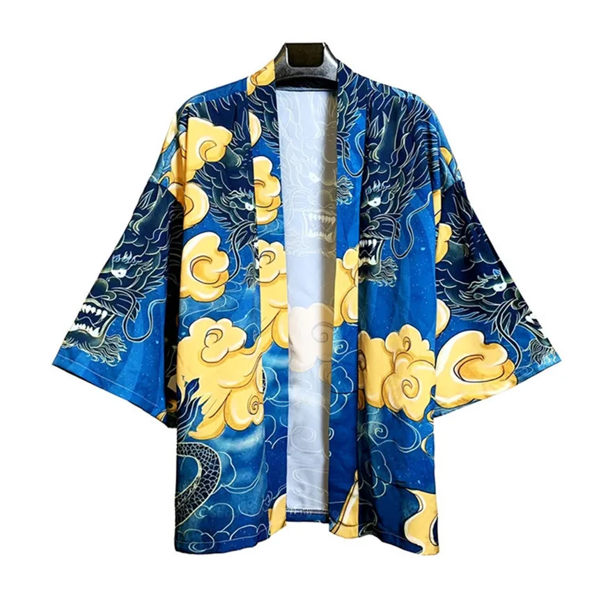 

Japanese Kimono Traditional Yukata 2020 New Women Casual CardiganVintage Dragon Print Shirt Clothes Men Loose Streetwear Coat