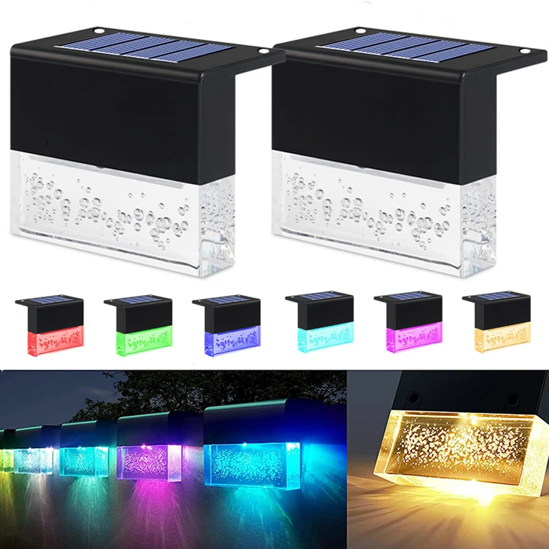 

Светодиодный светильник на солнечной батарее для забора автоматисветильник ется в темноте, фонарик Rgb светильник уличная Светодиодная лам...