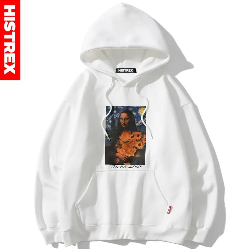 

HISTREX Van Gogh SunFlowers Mona Lisa Men Hoodies Fashion Brand Skateboards Outerwear Brand Printing Casual Mens Hoodies XZ214#