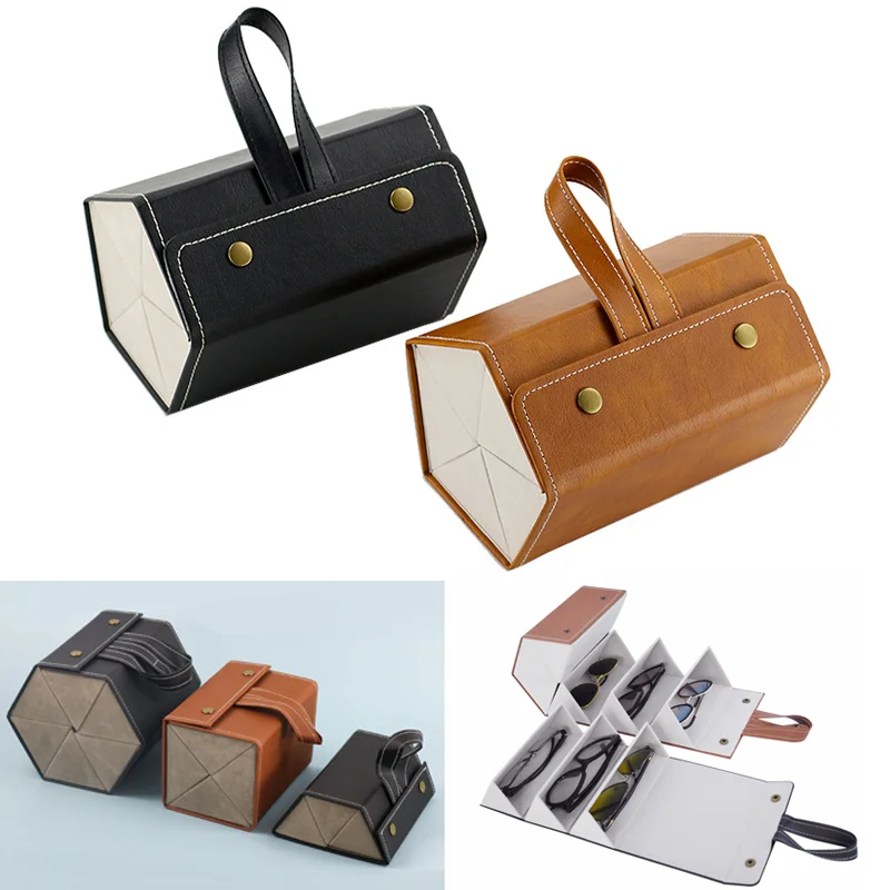 

Sunglasses Organizer Storage 2/3/4/5/6 Multi-slot Eyeglasses Storage Display Travel Folding Sunglasses PU Leather Case