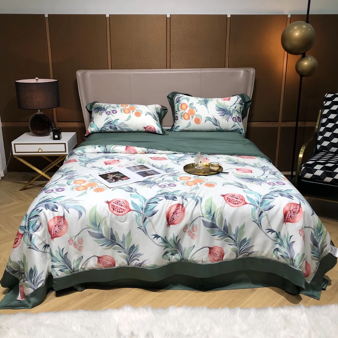 

Tencel Lyocell Super Soft Bedding Set Summer Thin Quilt Sheets Pillowcase Duvet Cover Lightweight Comforter Queen&King Size