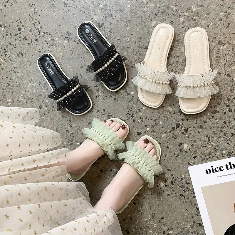

Shoes Slippers Soft Slides Summer Clogs Woman Pantofle Fashion Comfort Flat Beach 2021 Luxury Rome Basic PU Beach Shoes Woman's