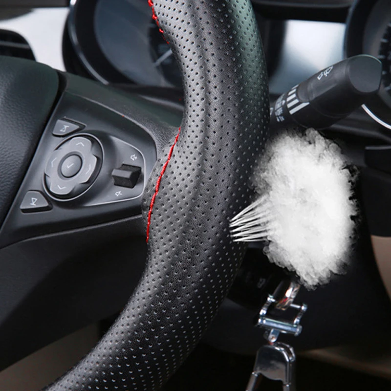 Кожаный Плетеный чехол на руль автомобильный аксессуары для салона автомобиля с