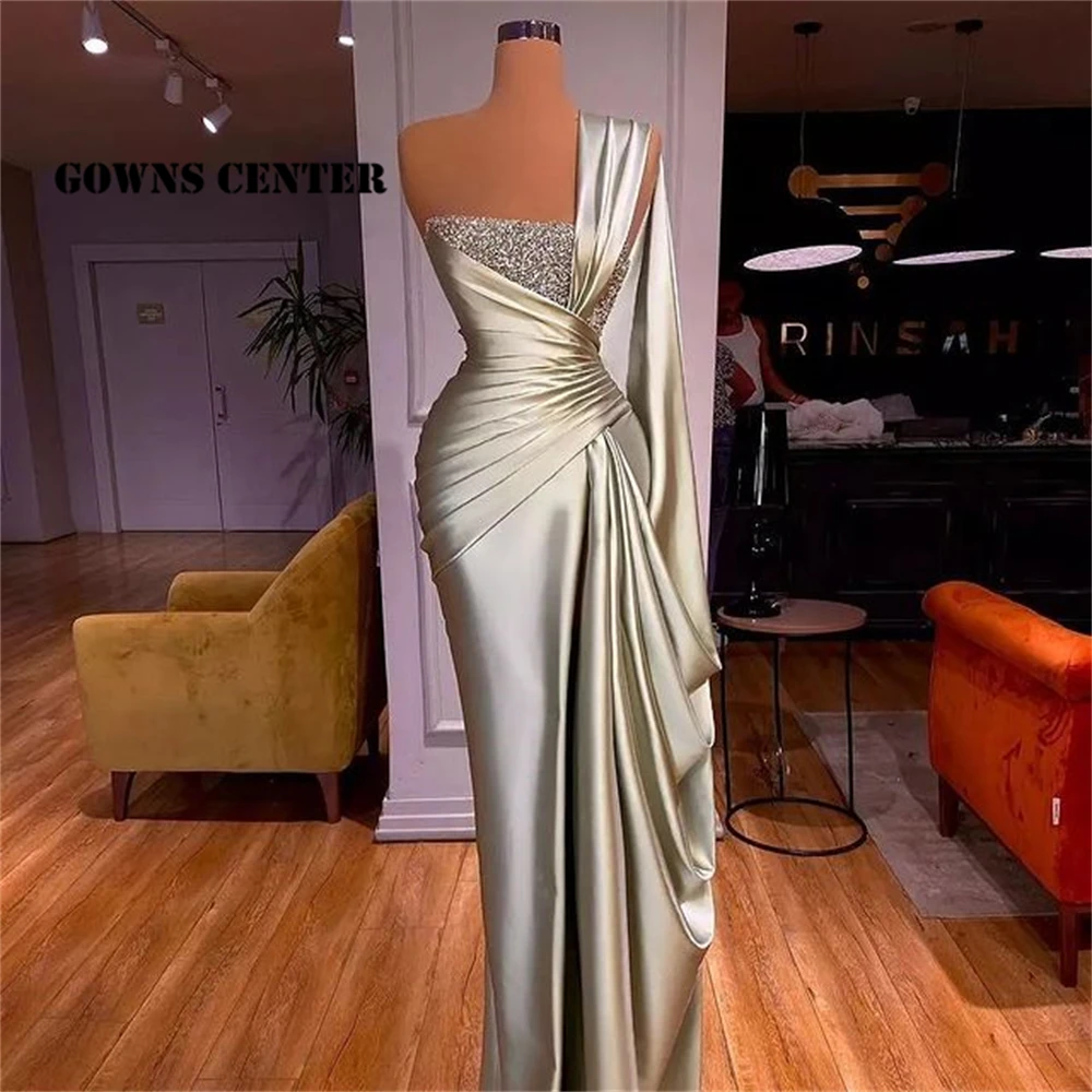 

Beaded One Shoulder Evening Dresses Long Luxury Mermaid Party Dress Dinner Gown For Ladies