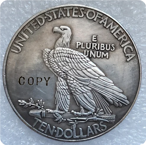 1907 США 10 долларов копия монеты с головой индийского орла|Безвалютные монеты| |