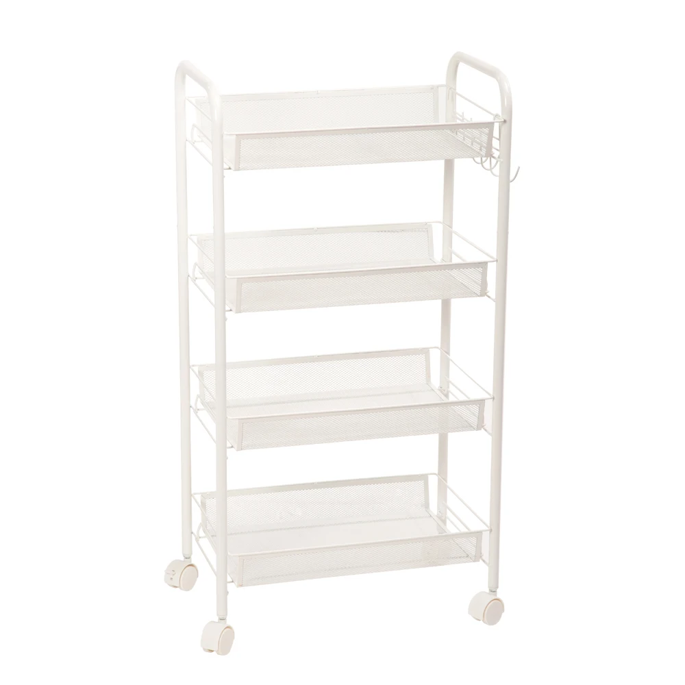 

Exquisite Honeycomb Net Four Tiers Storage Cart with Hook Ivory White (17.32L x 10.24W x 33.46H)