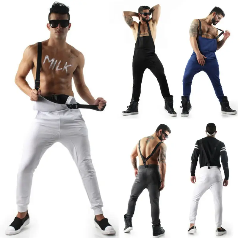 Комбинезон мужской джинсовый на подтяжках Свободный Повседневный комбинезон в