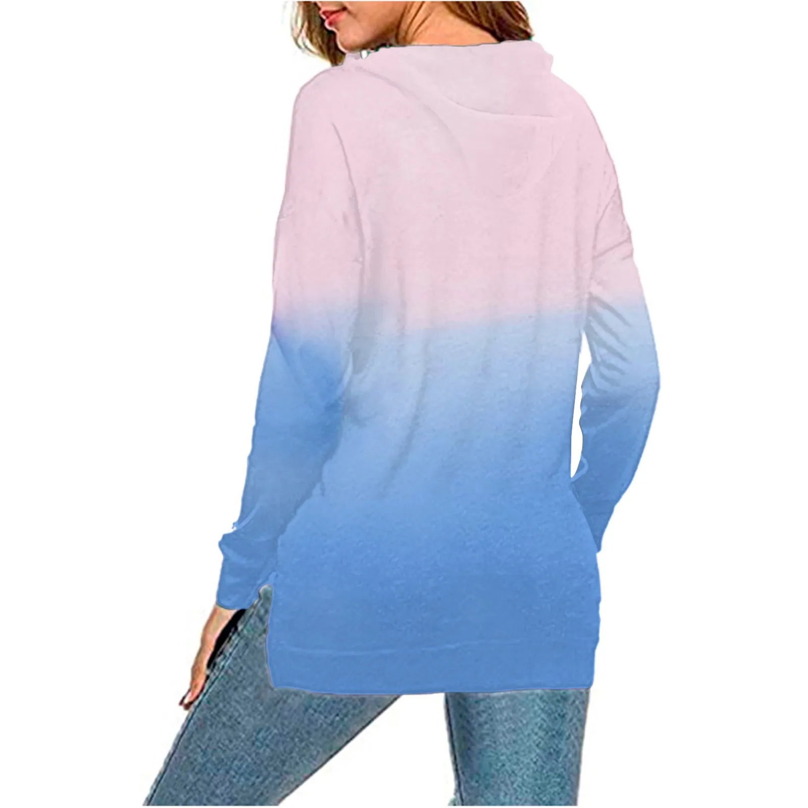 JAYCOSIN Women Sweetshirts Long Sleeve Zip-Up Hoodie Jacket Printed Stitching Color Sweatshirt Coat Casual Sudaderas Para Mujer