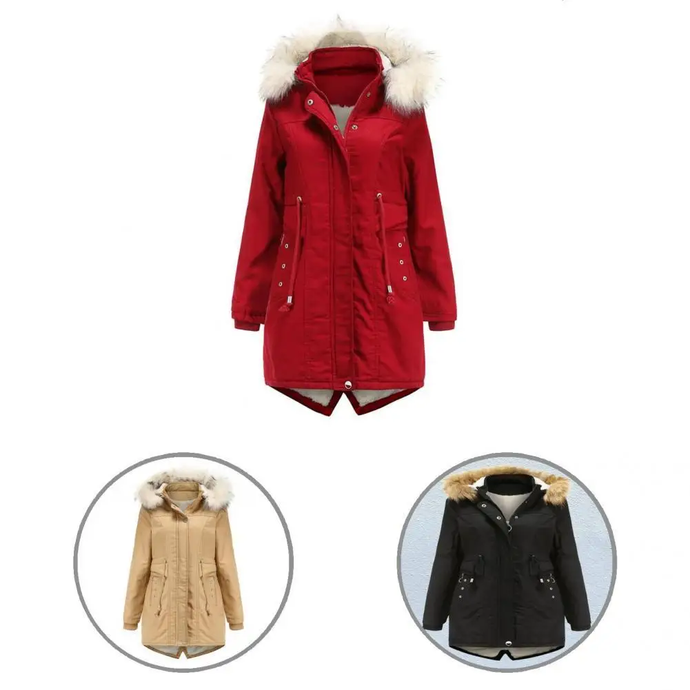 

Jacket Skin-friendly Zipper Long Sleeve Thermal Lace-up Women Coat Winter Jacket for Work