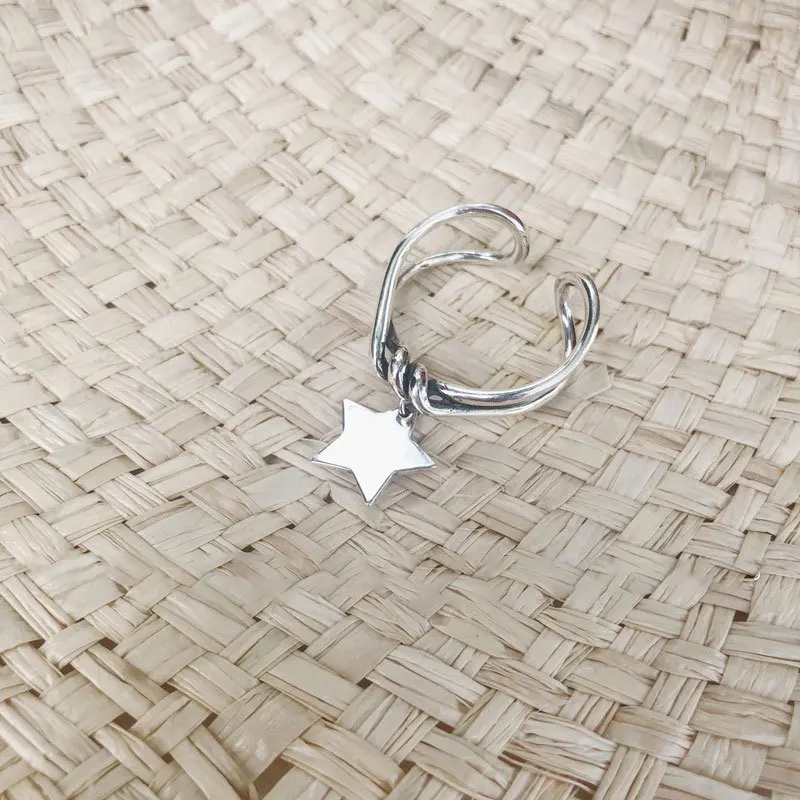 

Cute Female Metal Star Open Ring Charm Silver Color Wedding Rings For Women Promise Bride Hollow Engagement Ring