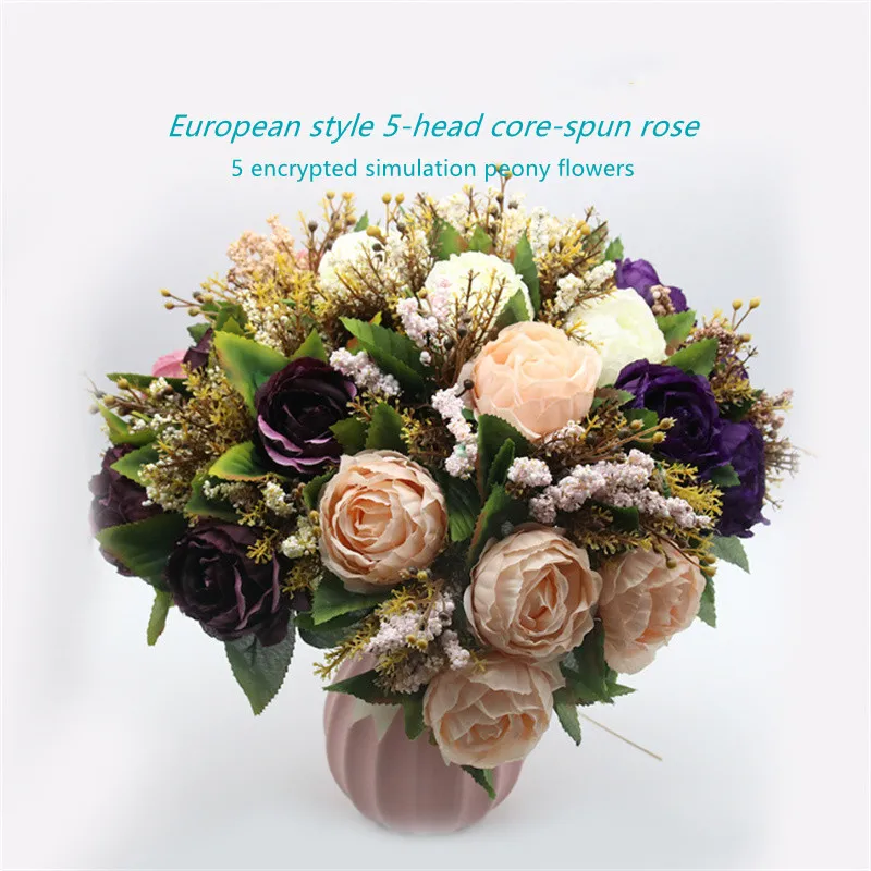 

New Artificial European Style Multicolor High-end Bouquet DIY Home Hotel Wedding Christmas Decoration Wedding Decoration