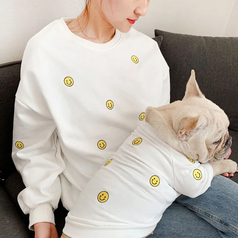 Одежда для домашних питомцев костюм собак толстовка с капюшоном улыбающимся