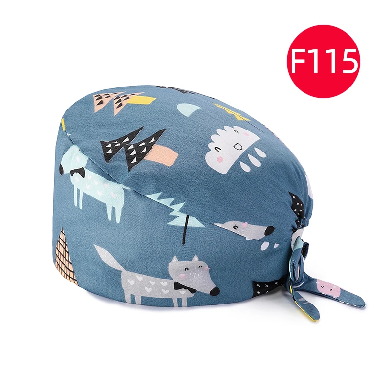 

New 2020 print Nurse Cap Cotton Nursing Cap For Men Women Beauty Salon Working Cap Laboratory Room Hat Adjustable Surgicals Cap