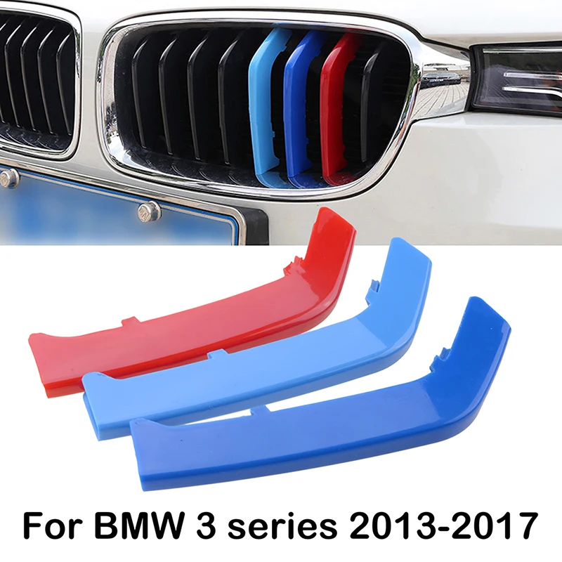 

3D Sport M Style Color Front Kidney Grills 8 Bars Grille Cover Clip Trim Fit For BMW 3 Series F30 F31 328i 2013-2017 Grill
