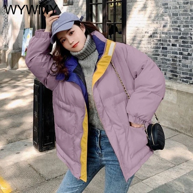 WYBWMY Women's Down Padded Jacket 2021 New Korean Casual Loose Jacket Coat Female Student Bread Thicken Outwear Autumn Winter