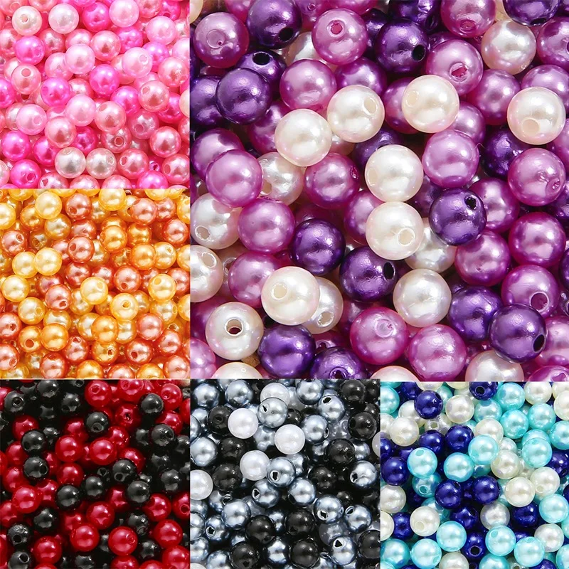 

100PCS 8MM ABS Round Pearl Beads Colorful Imitation Pearl Faux Pearl Loose Spacer Beads for Jewelry Necklaces Bracelets Making