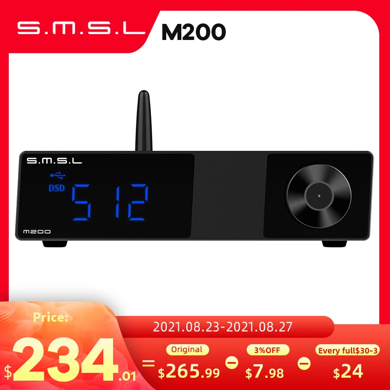 ЦАП SMSL M200 AK4497EQ Bluetooth 5 0 поддержка 32 бит/768 кГц DSD512 декодер с дистанционным