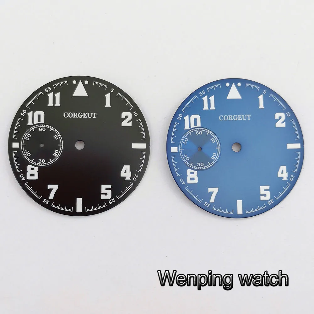 Corgeut 38 9 мм черный синий циферблат светящиеся знаки Калибр ETA 6497 Морская Чайка st36