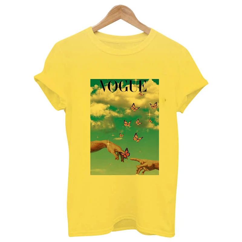 

New Hot Fashion Vogue Graphic T Shirts Summer Short Sleeve Tees O-neck Tshirt Women 2021 90s Aesthetic Clothes Harajuku T-shirts