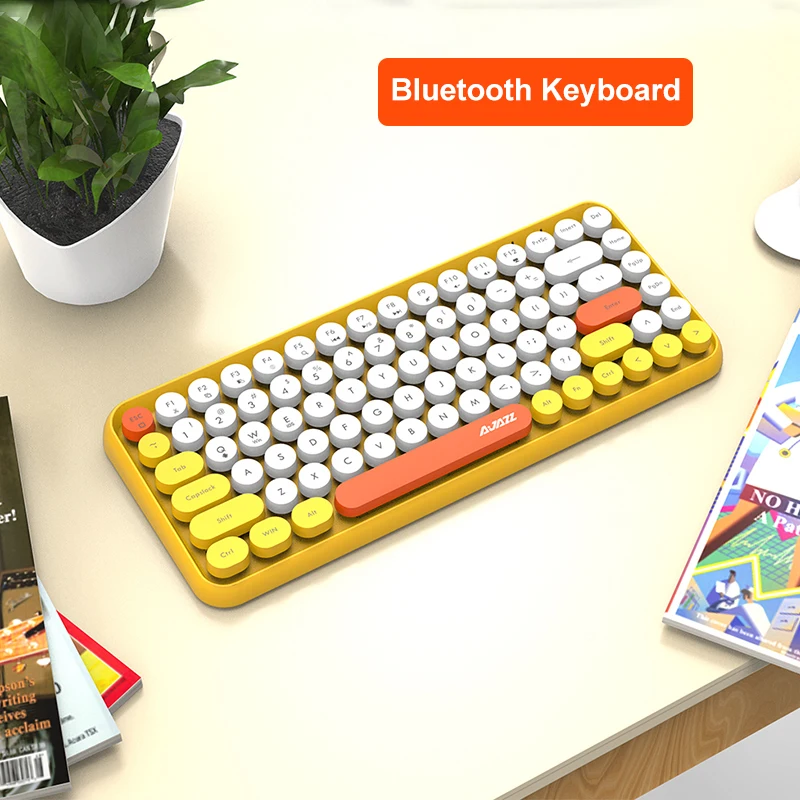 

Ajazz 308i Wireless BT Keyboard 84 Classic Round Keys Wireless Gaming Keyboard For Windows Mac Android iOS Multimedia Key